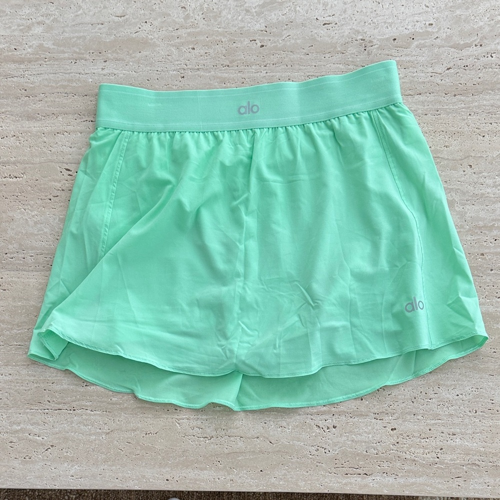 Alo lime green match point tennis skirt Small